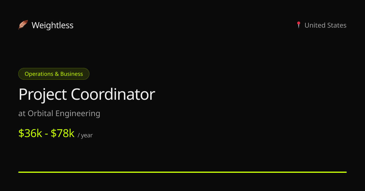 Project Coordinator at Orbital Engineering | Weightless